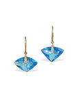 Blue Topaz 18K Gold Earrings with Diamonds