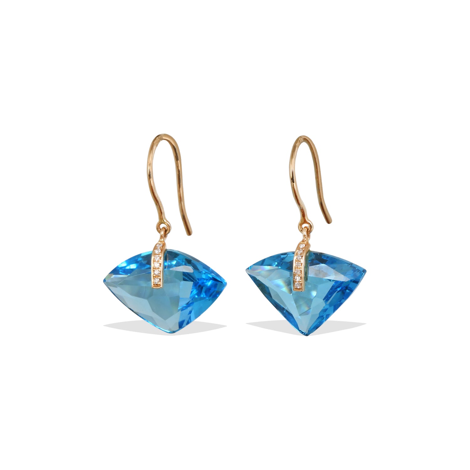 Blue Topaz 18K Gold Earrings with Diamonds