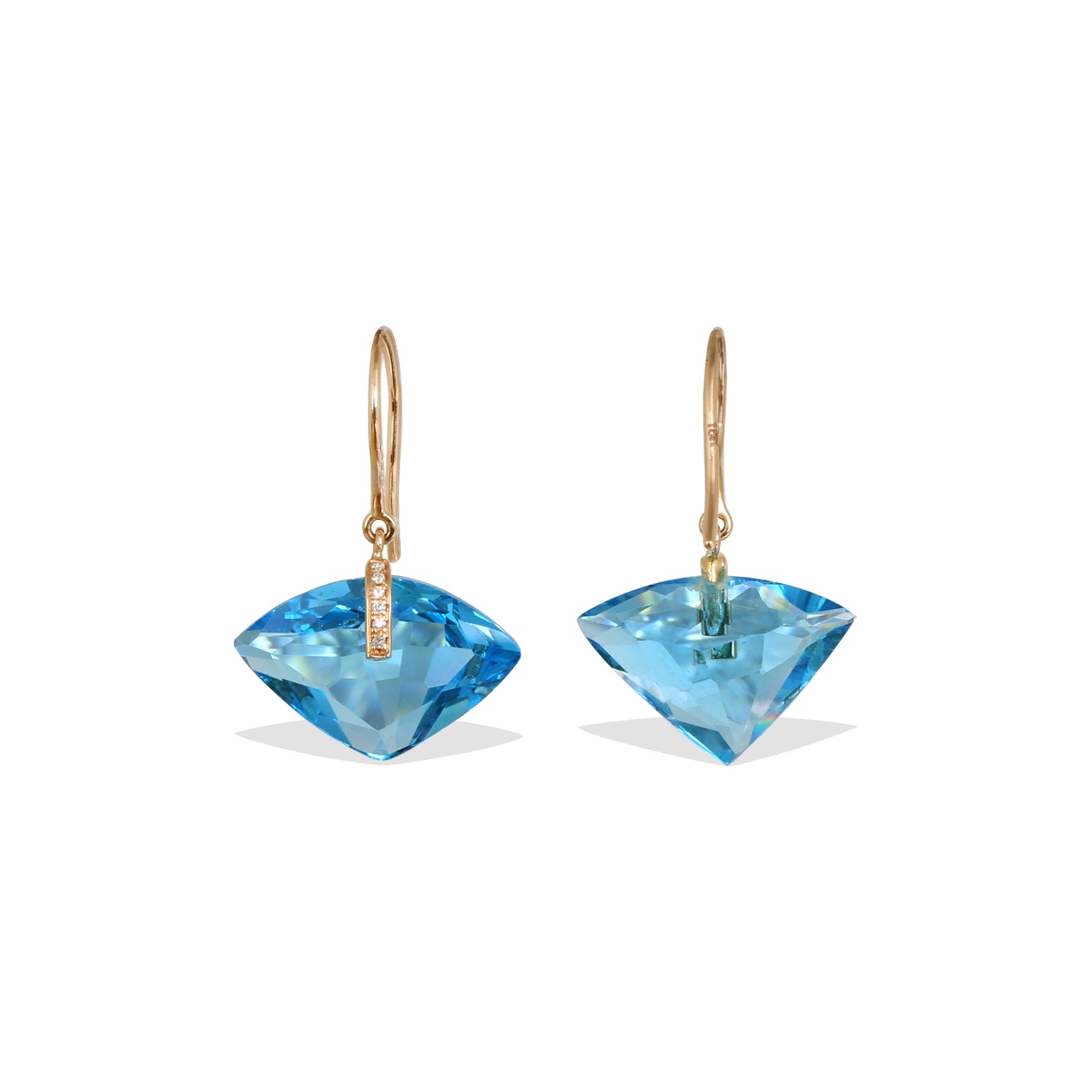 Blue Topaz 18K Gold Earrings with Diamonds