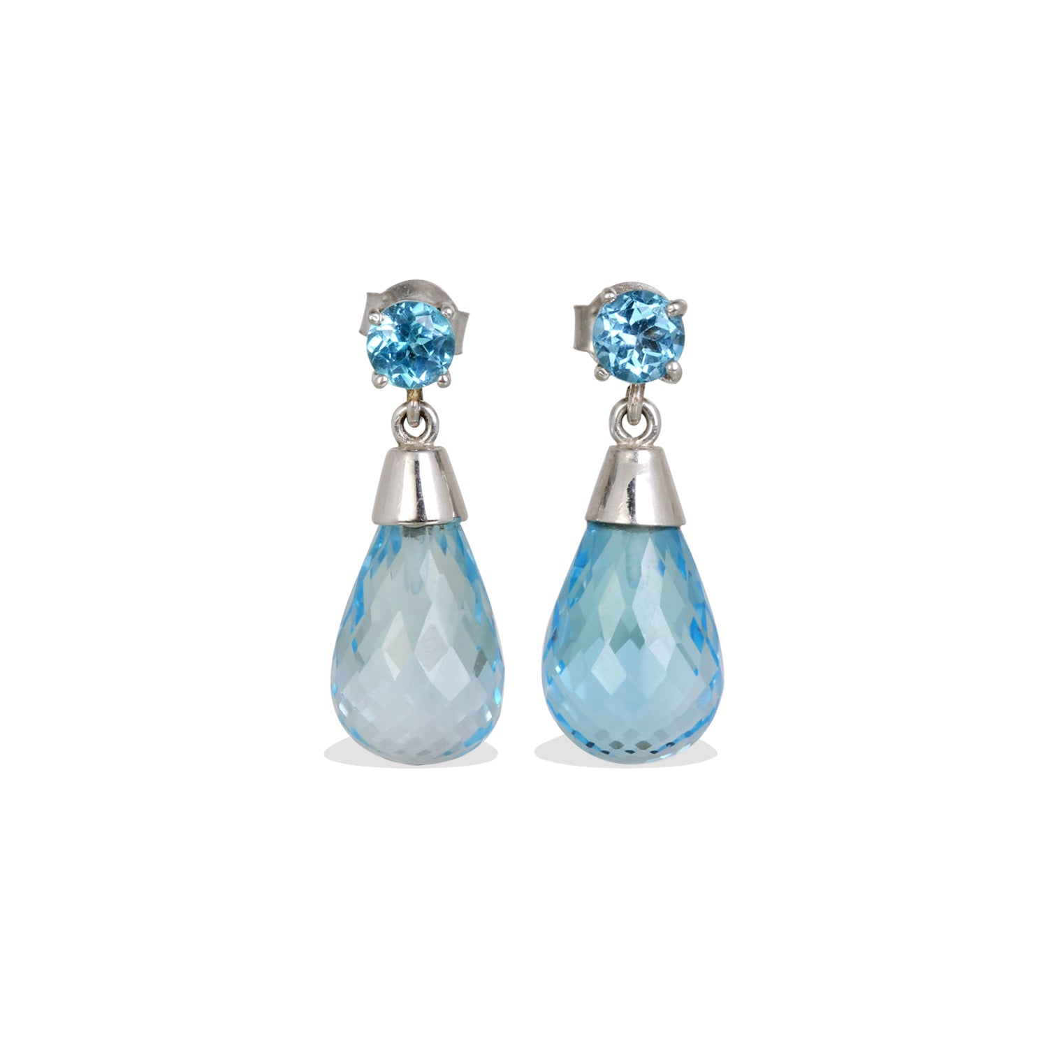 Blue Topaz Teardrop 18K White Gold Earrings
