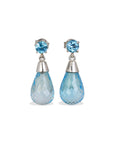 Blue Topaz Teardrop 18K White Gold Earrings