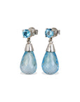 Blue Topaz Teardrop 18K White Gold Earrings