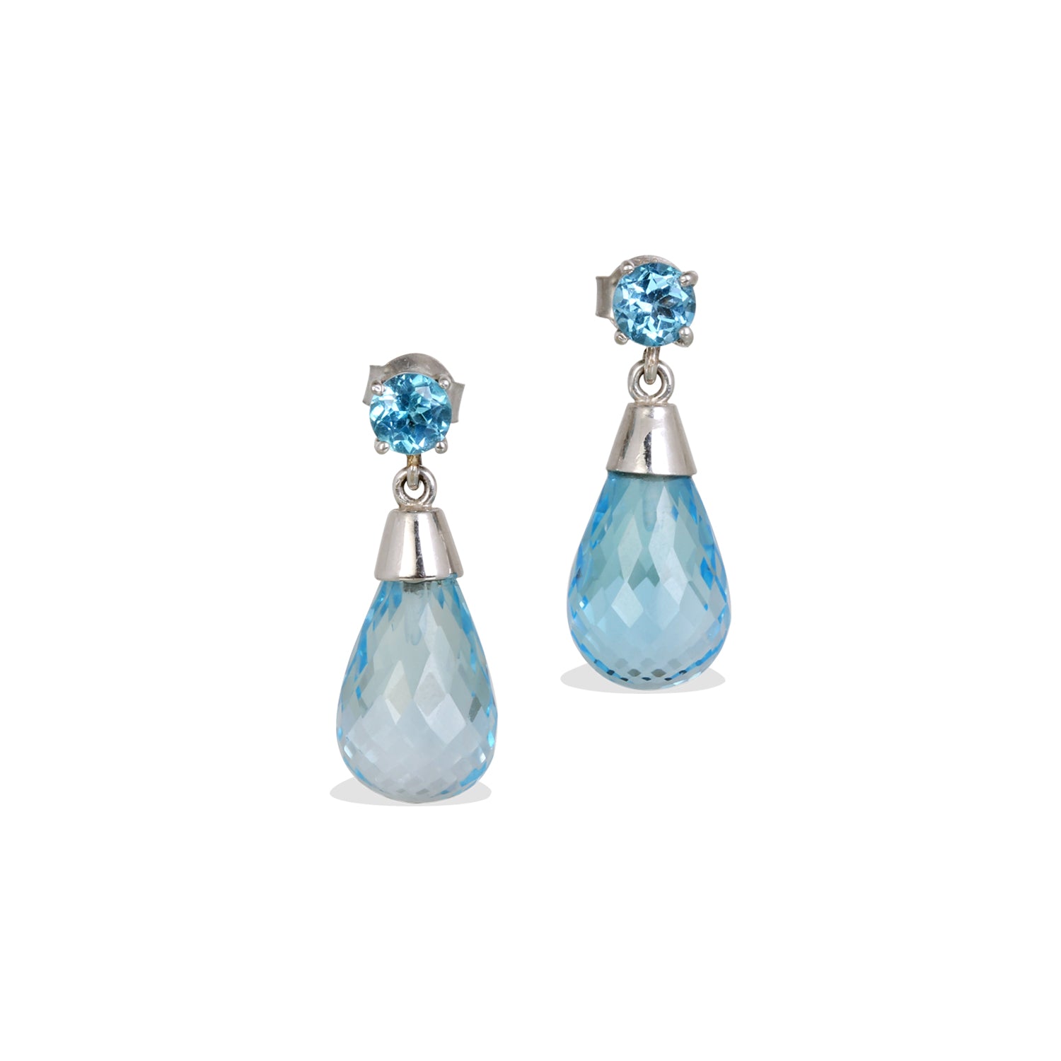 Blue Topaz Teardrop 18K White Gold Earrings