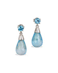 Blue Topaz Teardrop 18K White Gold Earrings