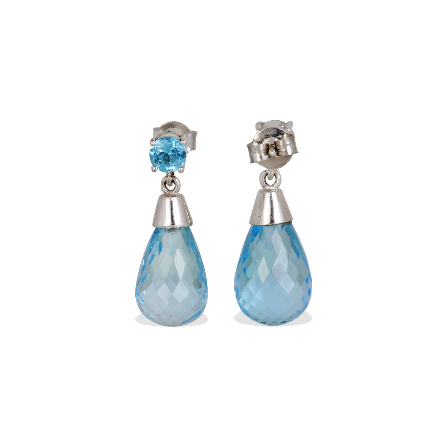 Blue Topaz Teardrop 18K White Gold Earrings
