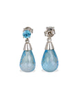 Blue Topaz Teardrop 18K White Gold Earrings
