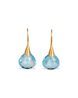Blue Topaz Hanging 18K Gold Earrings