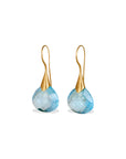 Blue Topaz Hanging 18K Gold Earrings