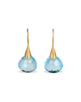 Blue Topaz Hanging 18K Gold Earrings