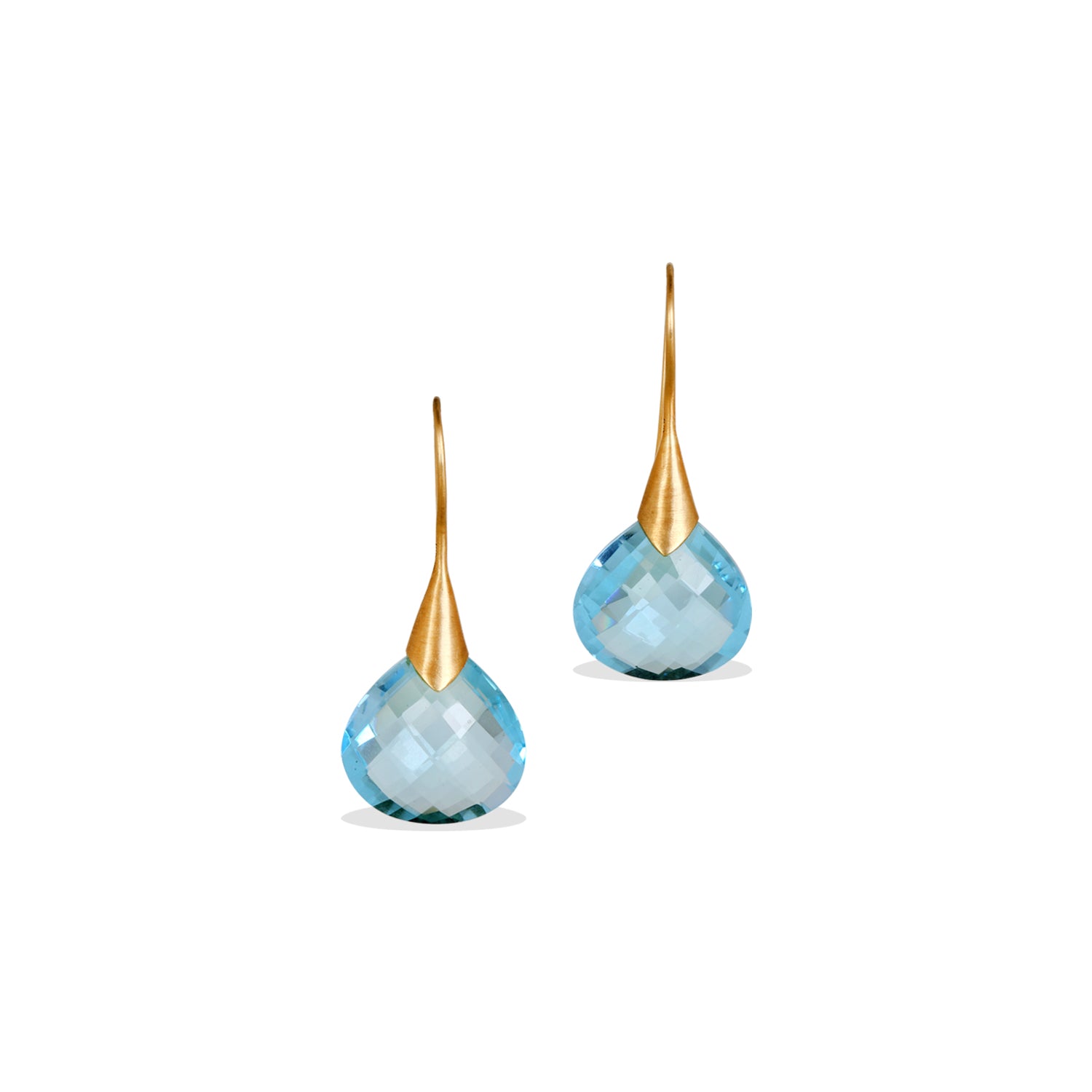 Blue Topaz Hanging 18K Gold Earrings