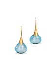Blue Topaz Hanging 18K Gold Earrings