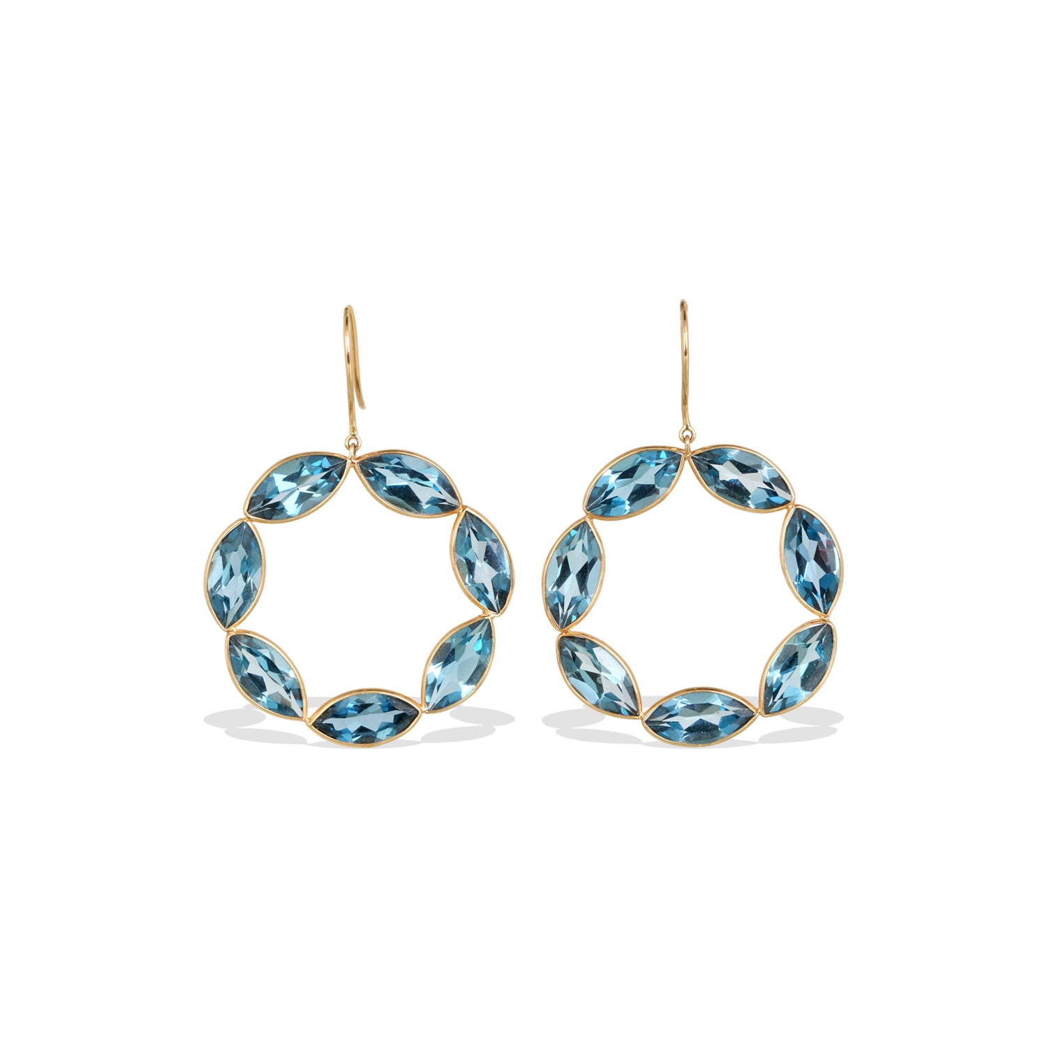Blue Topaz Loop 18K Gold Earrings