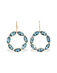 Blue Topaz Loop 18K Gold Earrings