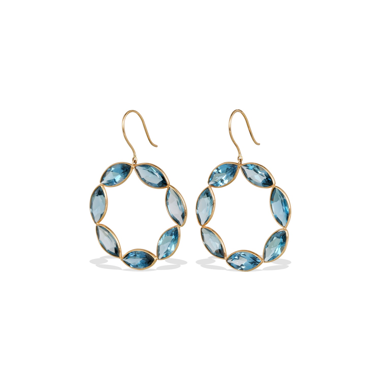 Blue Topaz Loop 18K Gold Earrings