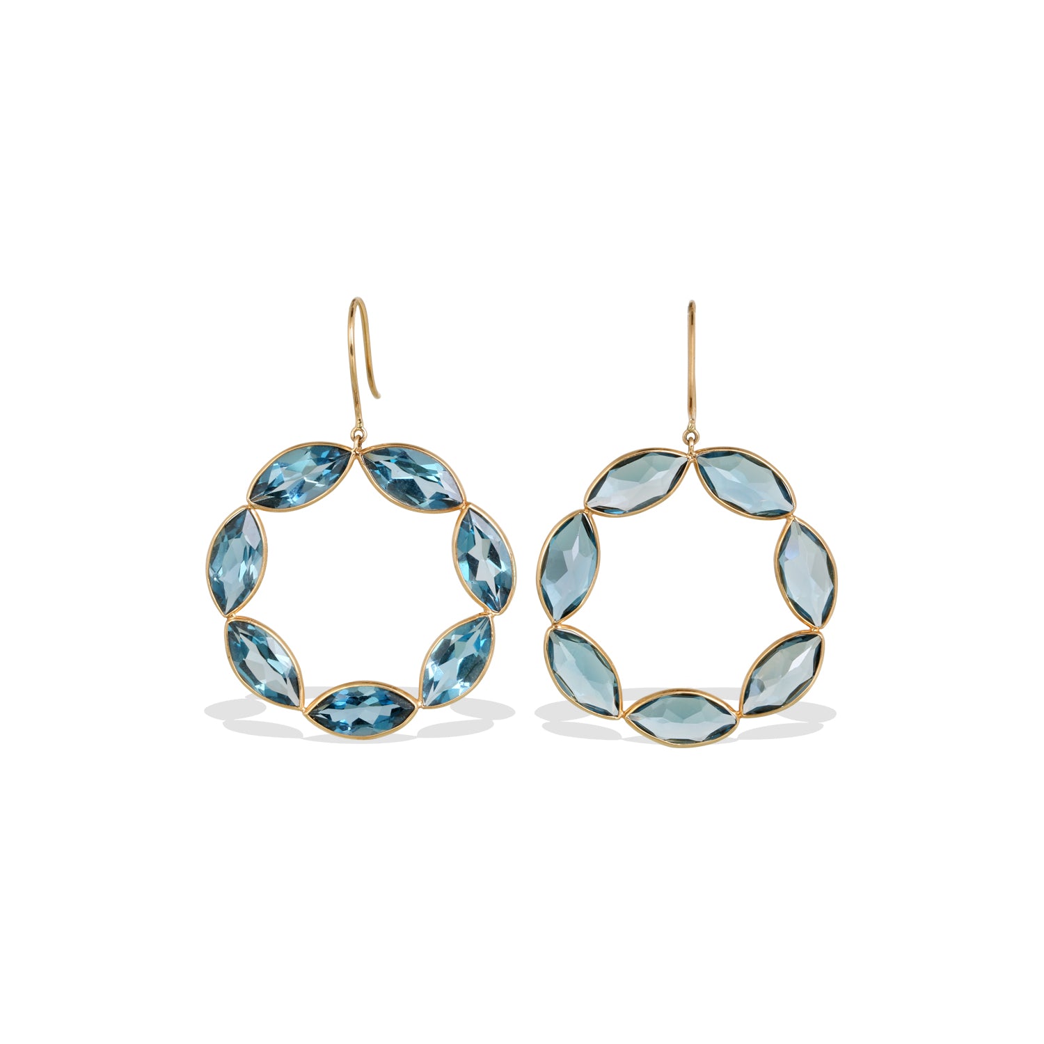 Blue Topaz Loop 18K Gold Earrings