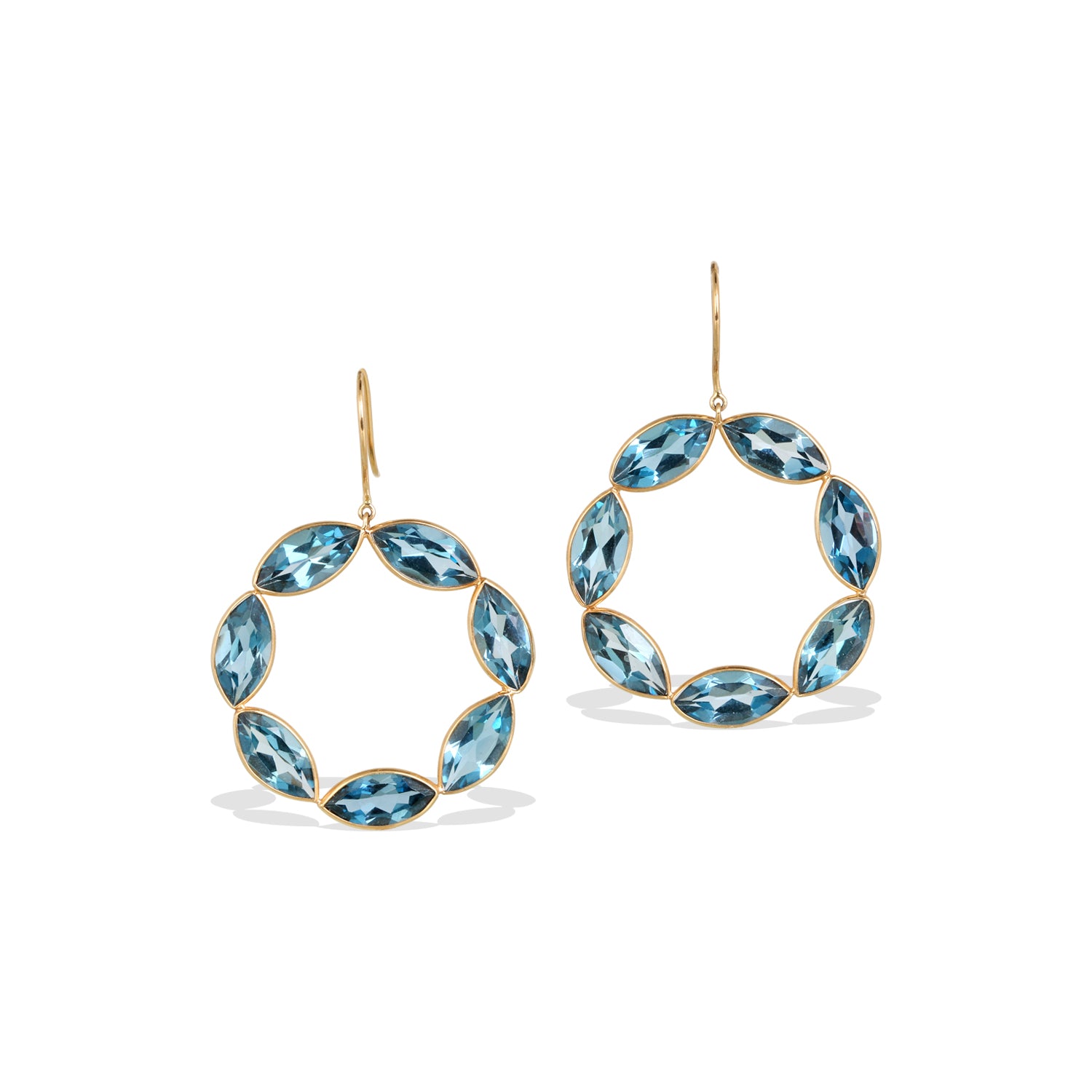 Blue Topaz Loop 18K Gold Earrings