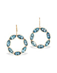 Blue Topaz Loop 18K Gold Earrings