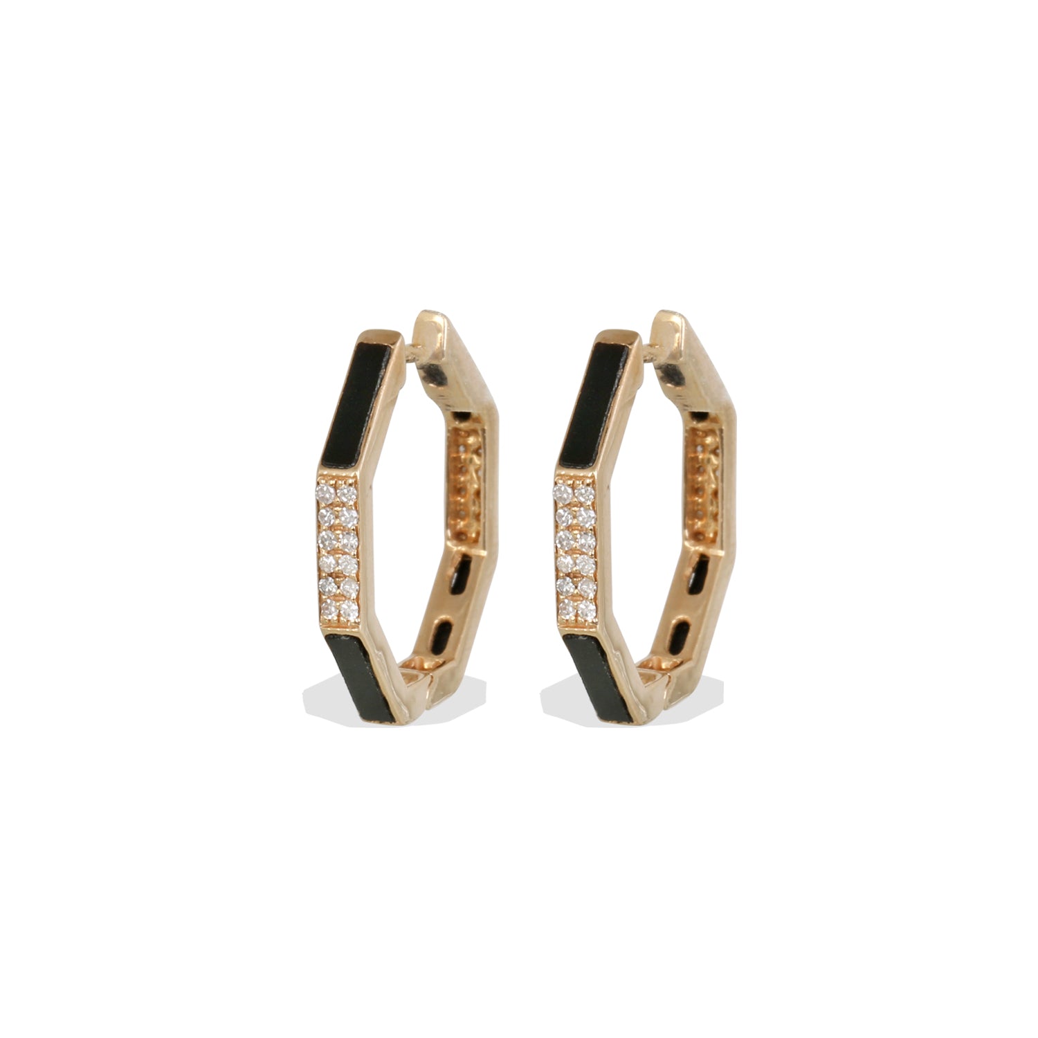 Black Onyx & Diamond 14K Gold Earrings