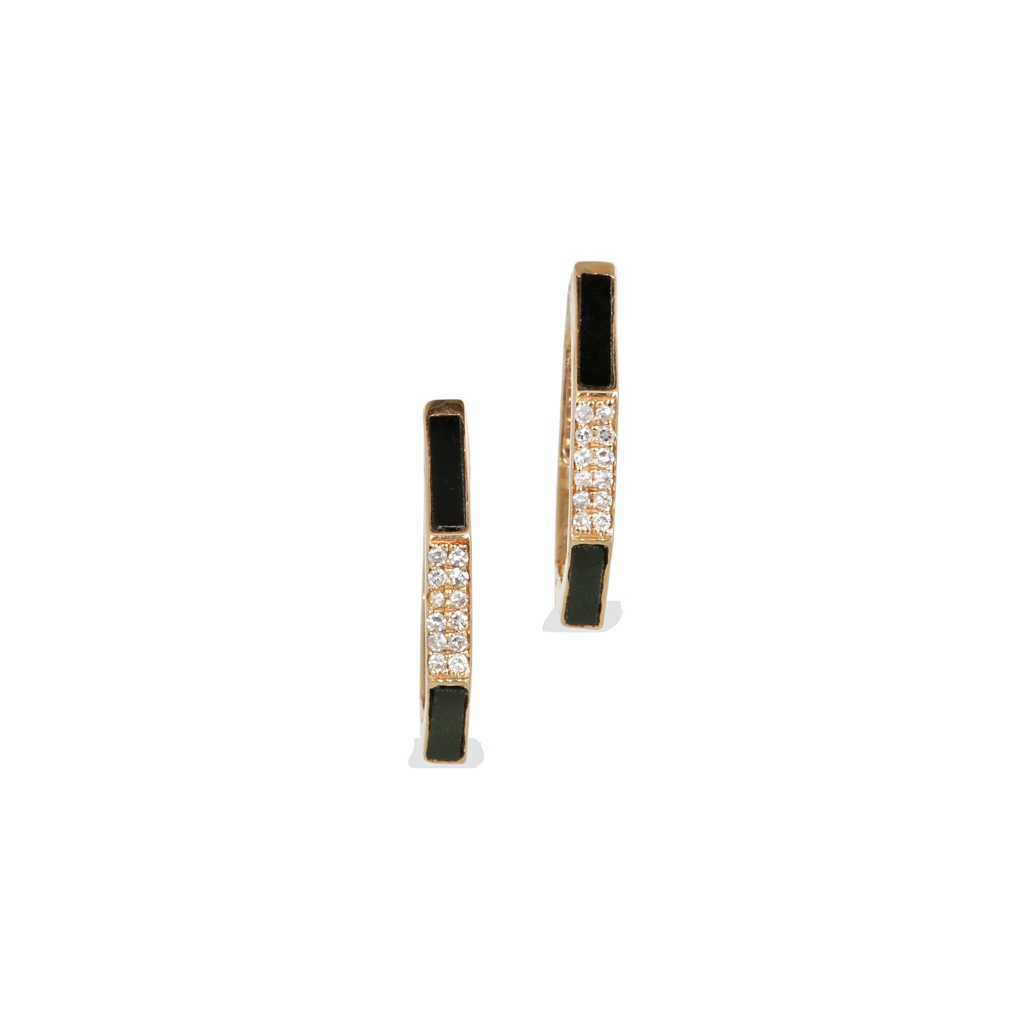 Black Onyx & Diamond 14K Gold Earrings