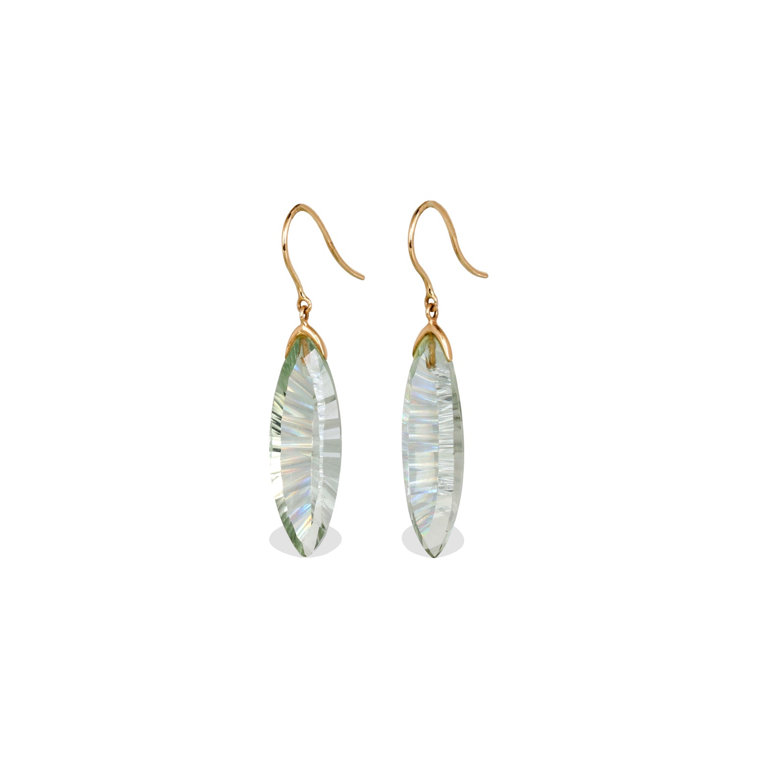 Green Amethyst 18K Gold Earrings