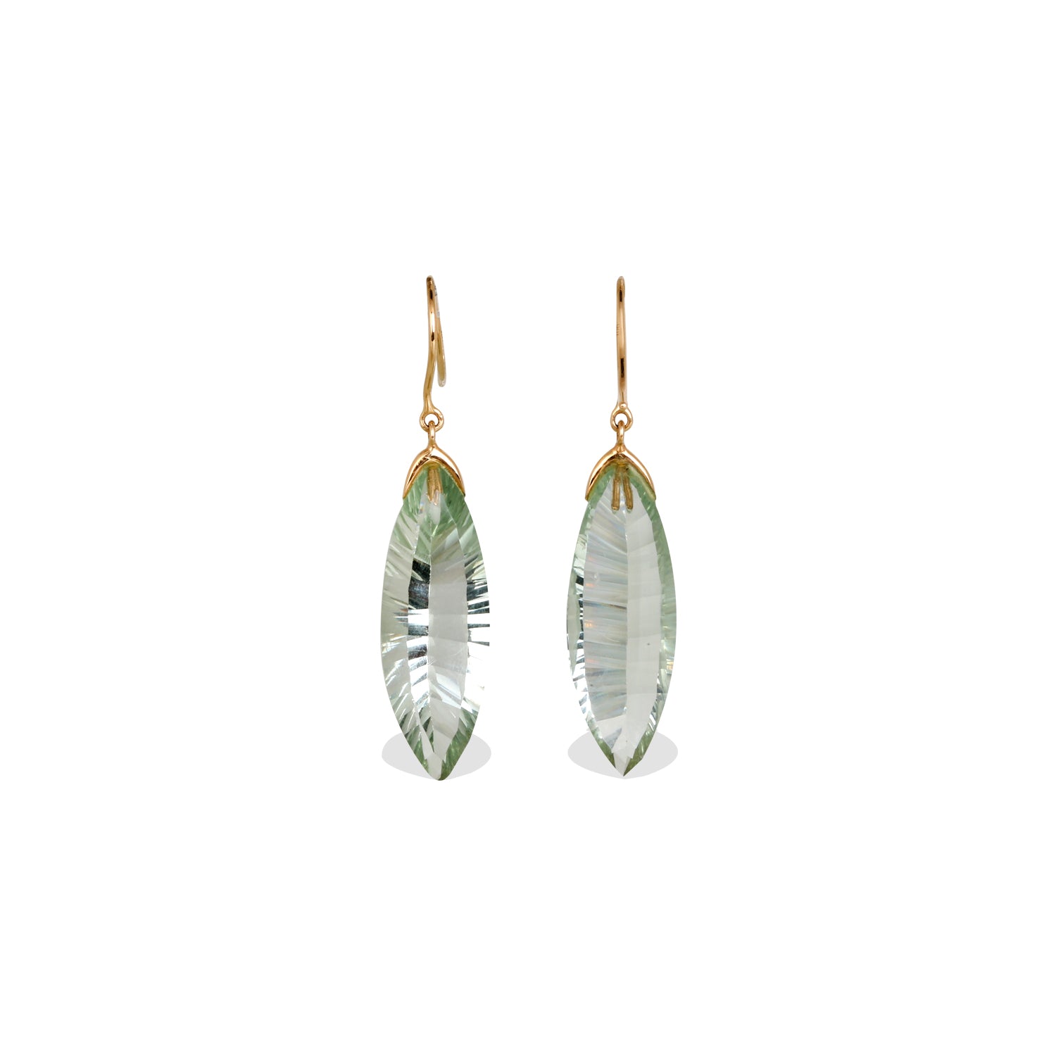 Green Amethyst 18K Gold Earrings