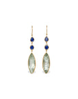 Green Amethyst & Sapphire 18K Gold Earrings