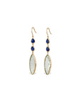 Green Amethyst & Sapphire 18K Gold Earrings