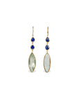 Green Amethyst & Sapphire 18K Gold Earrings