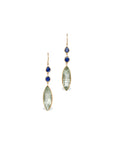 Green Amethyst & Sapphire 18K Gold Earrings