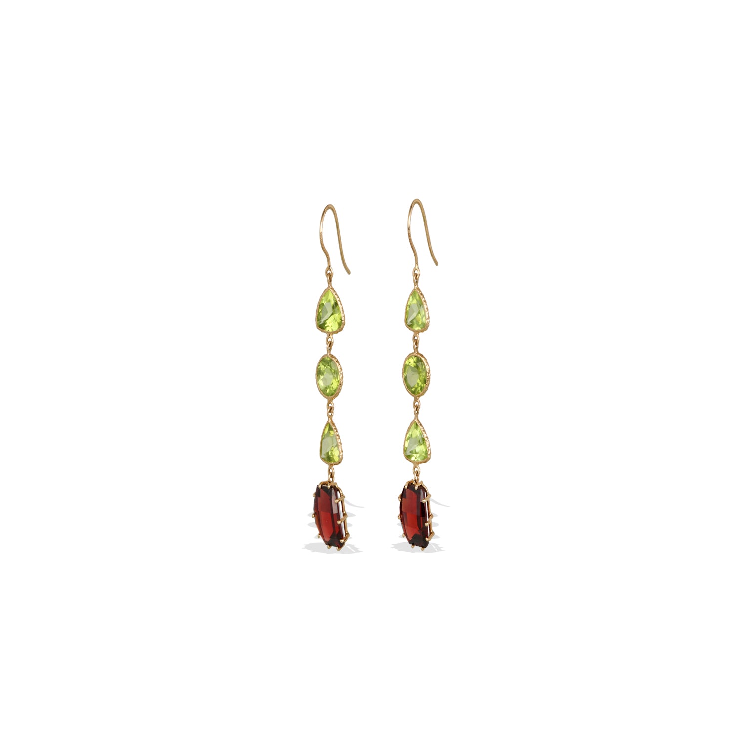 Garnet & Peridot 18K Gold Earrings