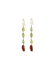 Garnet & Peridot 18K Gold Earrings