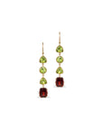 Garnet & Peridot 18K Gold Earrings