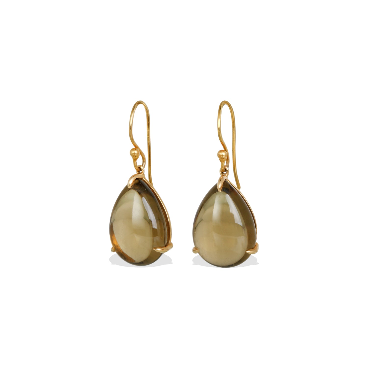 Smokey Quartz 18K Gold Earrings