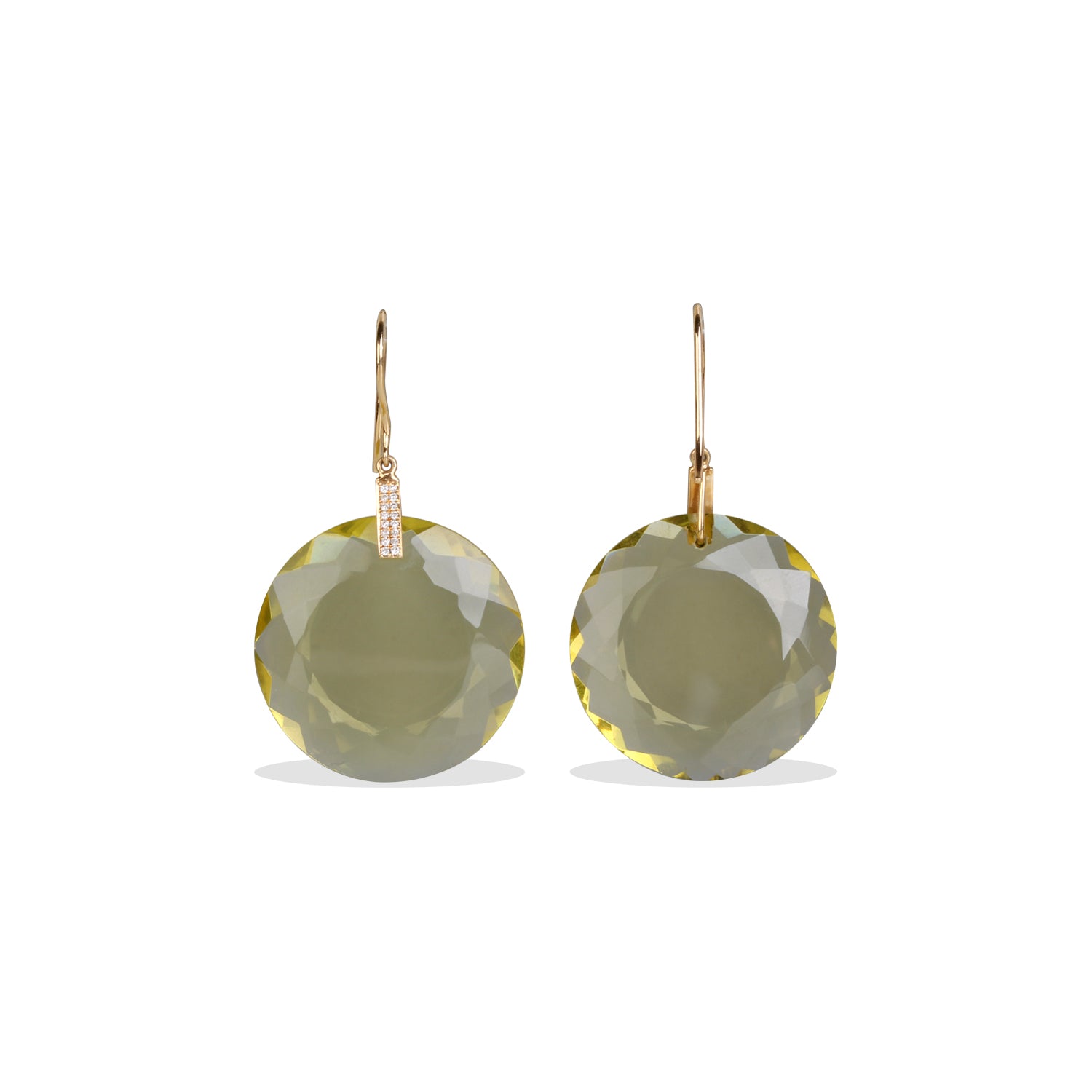 Lemon Quartz & Diamond 18K Gold Earrings