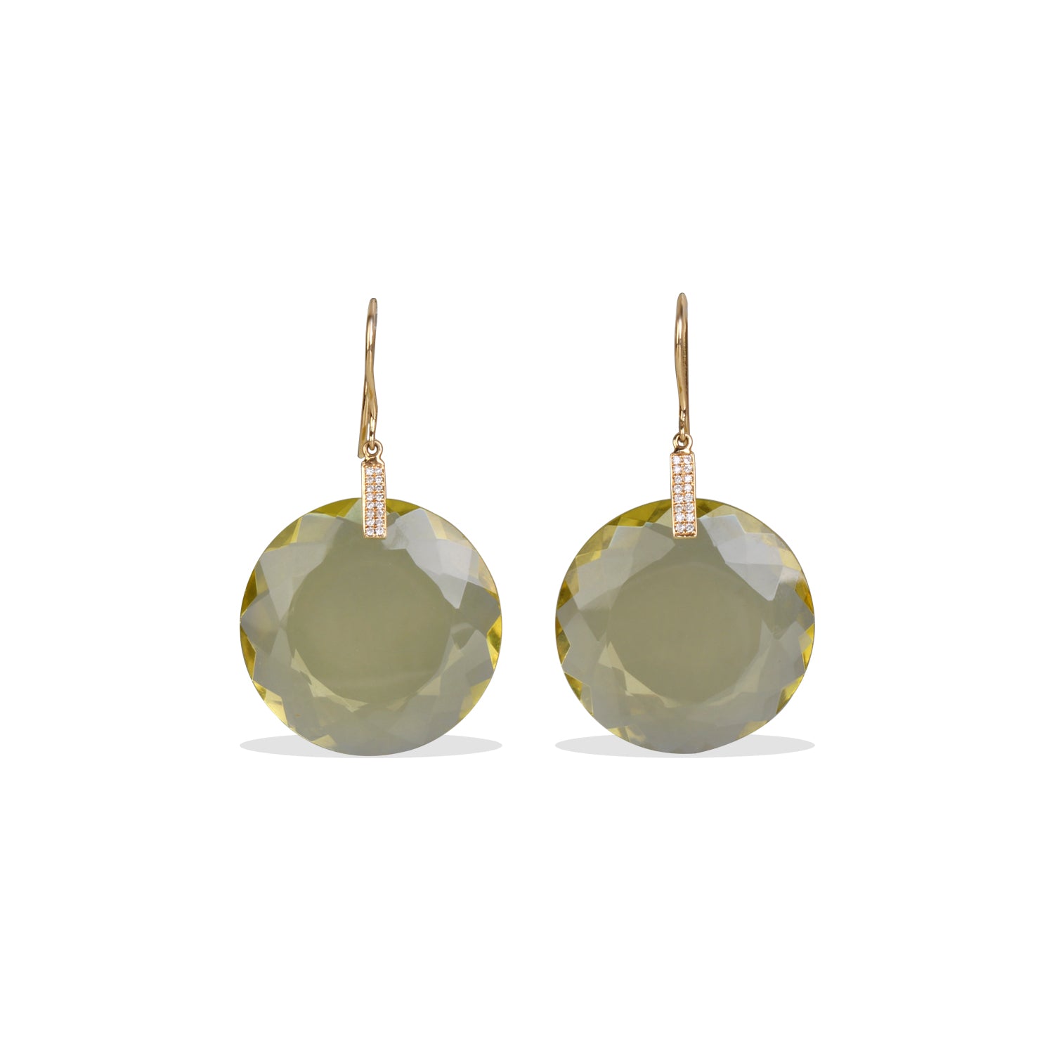 Lemon Quartz & Diamond 18K Gold Earrings
