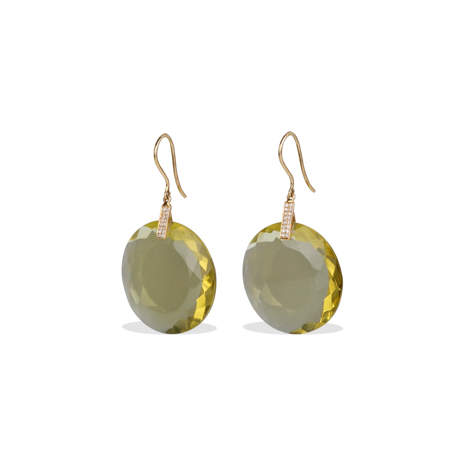 Lemon Quartz & Diamond 18K Gold Earrings