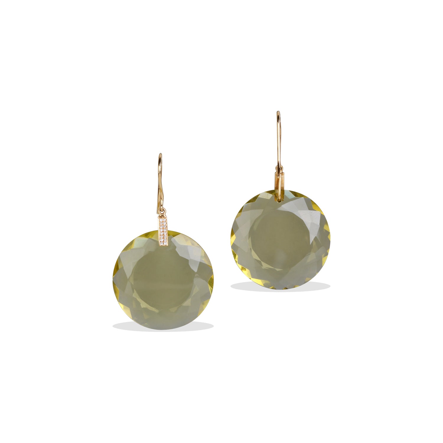 Lemon Quartz & Diamond 18K Gold Earrings