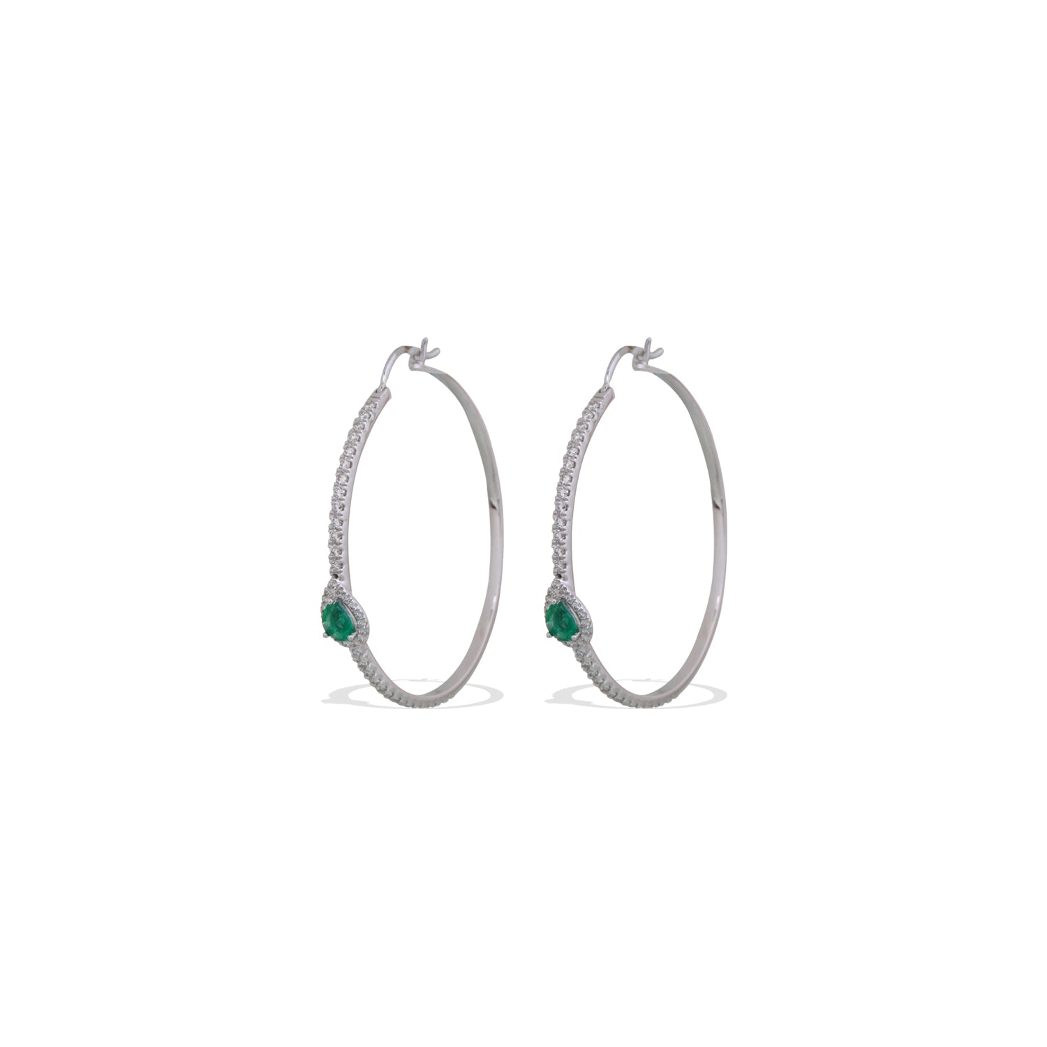 Diamonds & Emerald Hoop Earrings