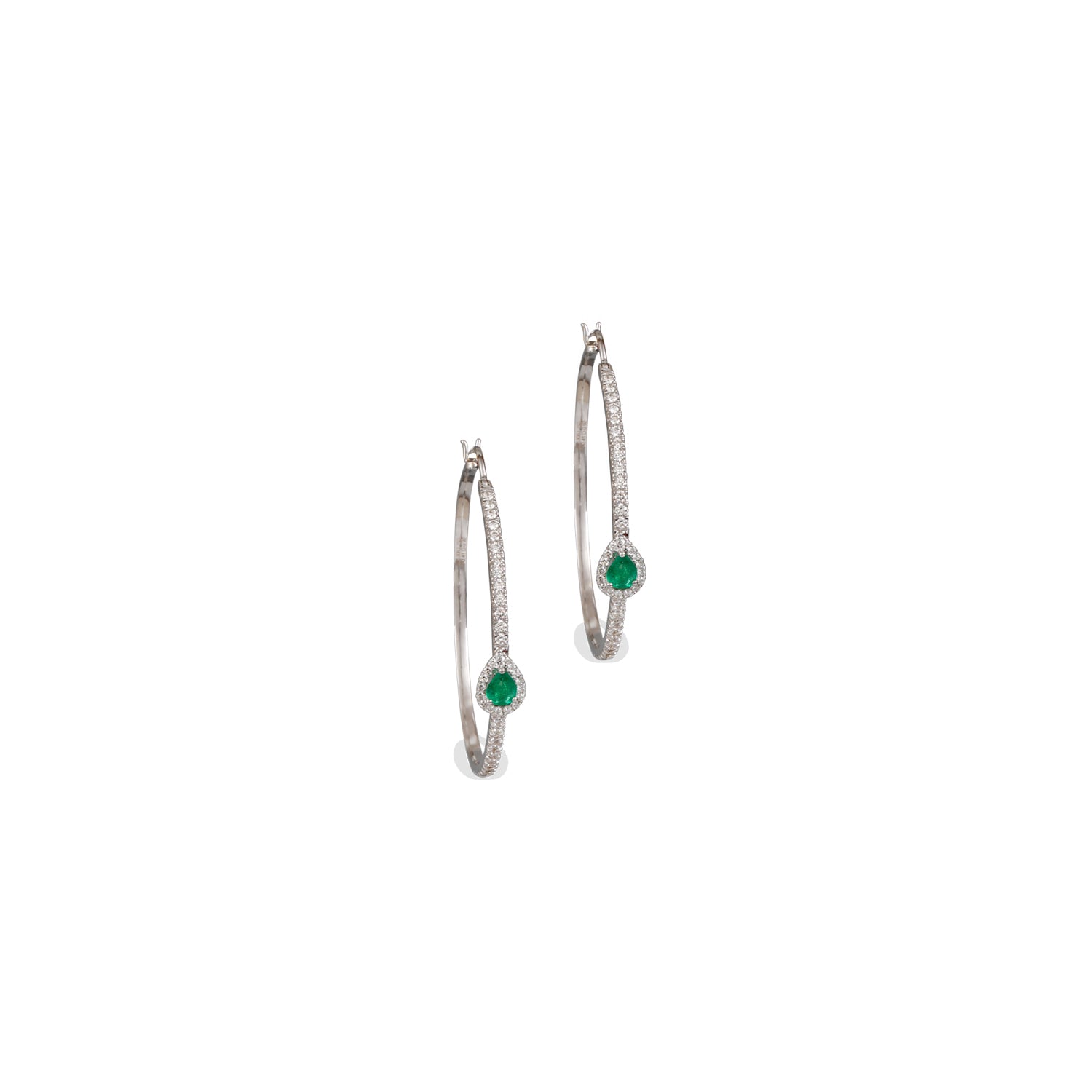 Diamonds & Emerald Hoop Earrings