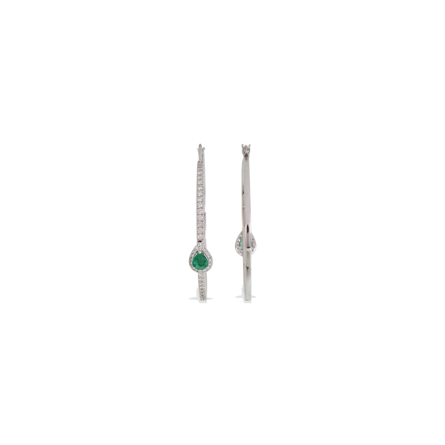 Diamonds & Emerald Hoop Earrings