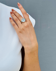 Aquamarine & Emerald 18K White Gold Ring