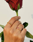 Amour Pink Sapphire Gold Plated Silver 925 Love Ring