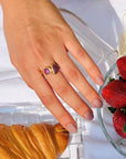 Liebe Ruby Gold Plated Silver 925 Love Ring