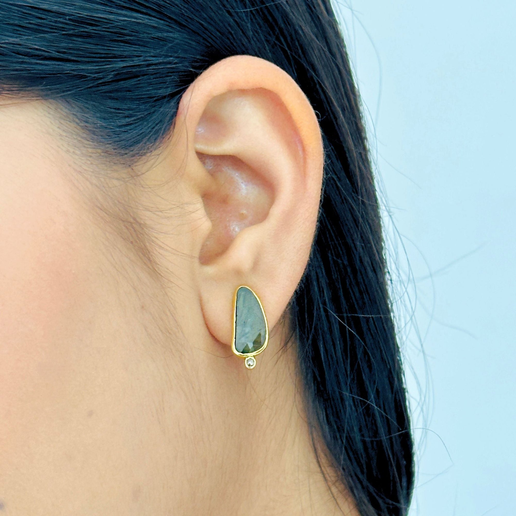 Klio Tourmaline & Diamond 18K Gold Plated Silver 925 Earrings