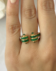 Contemporary Art Deco Emerald Diamond Ring