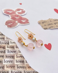 Blake Rose Quartz & Pearl 18K Gold Plated Silver 925 Love Earrings