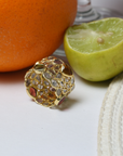 Zephyr Tourmaline and Diamond Gold Plated Silver Ring