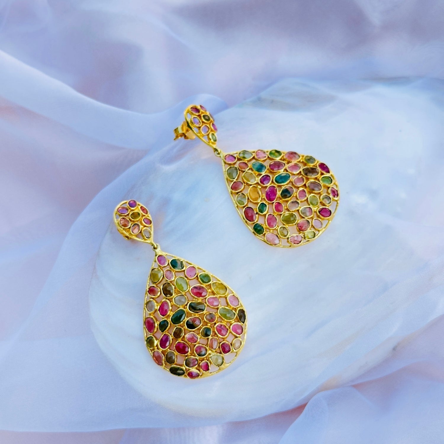 Alma Tourmaline 18K Gold Plated Silver 925 Earrings