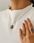 Labradorite 18K Gold Pendant