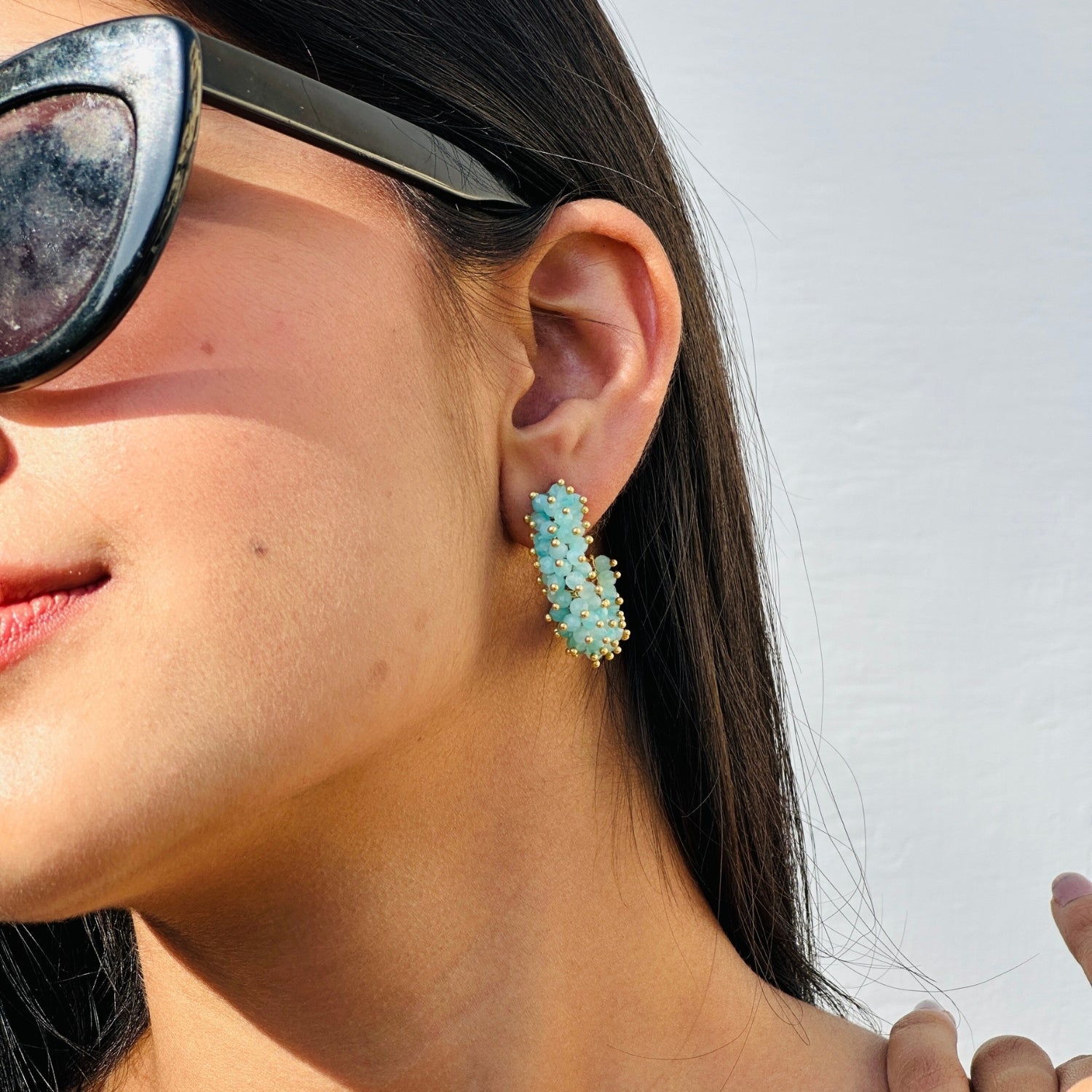 Dahlia Gemstone 18k Gold Plated Silver 925 Hoop Earrings